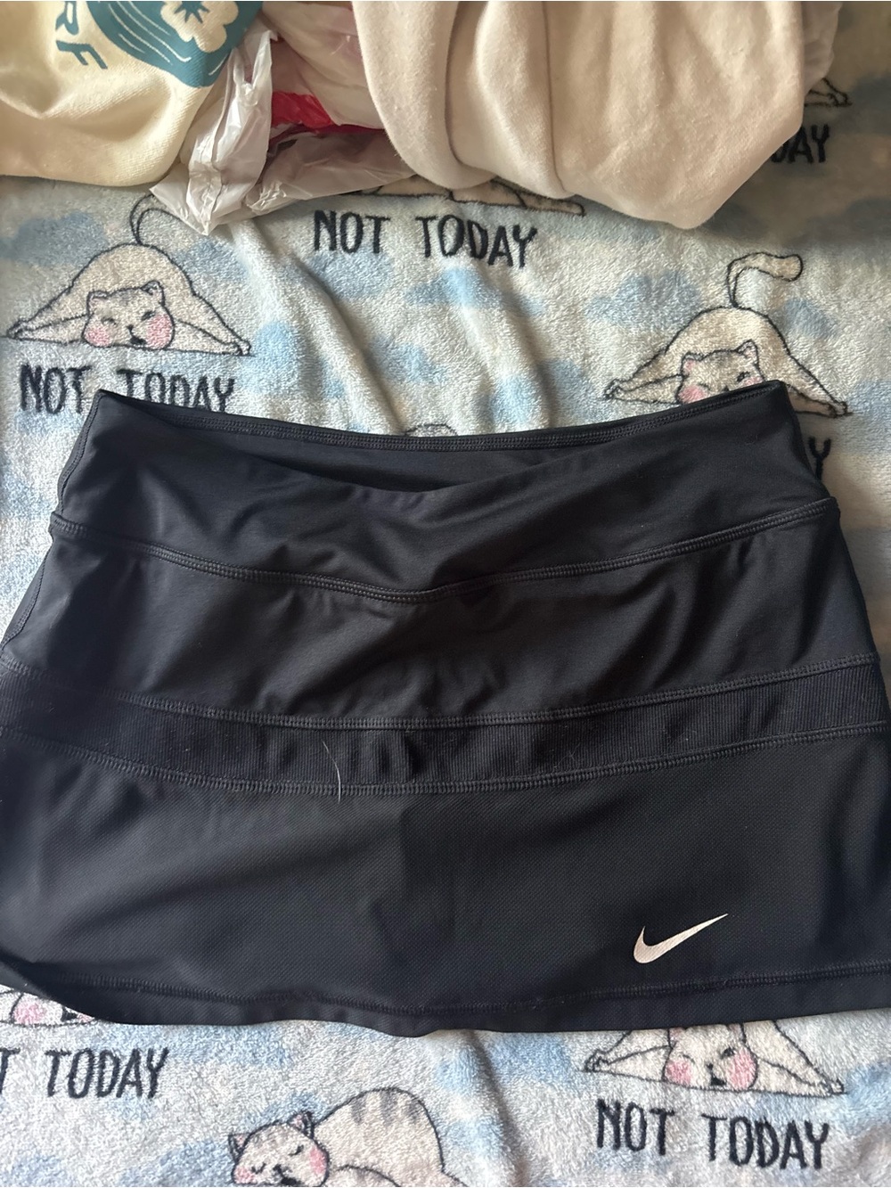 Nike Black Layered Athletic Skirt with White Swoosh